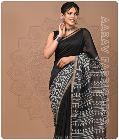 Chanderi Batik Print Saree