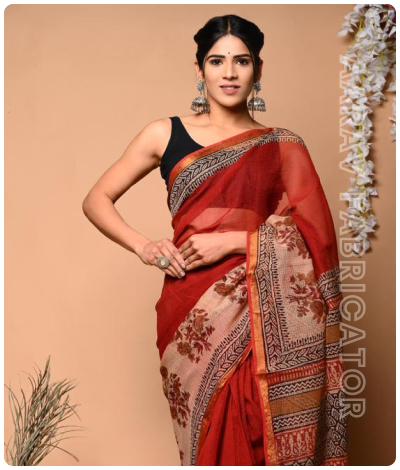 Sanganeri Hand Block Printed Saree