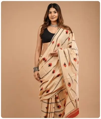 Sanganeri Hand Block Printed Saree - Design 10