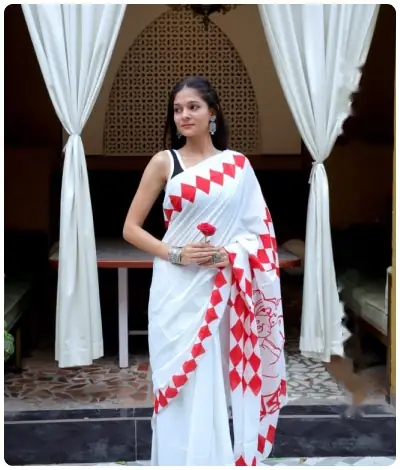 Sanganeri Hand Block Printed Saree - Design 11
