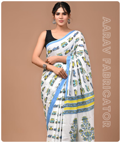 Sanganeri Hand Block Printed Saree