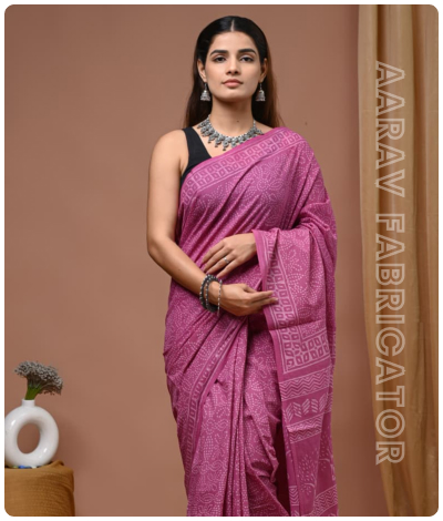 Sanganeri Hand Block Printed Saree
