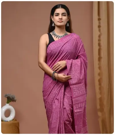 Sanganeri hand block printed saree reflecting Jaipur's printing heritage