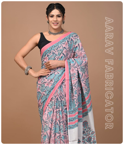 Sanganeri Hand Block Printed Saree