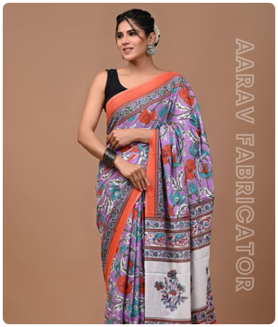 Sanganeri Hand Block Printed Saree