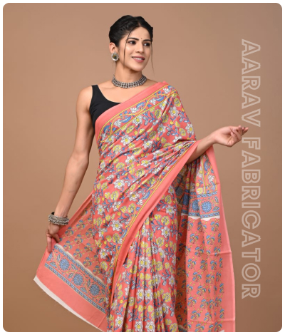 Sanganeri Hand Block Printed Saree