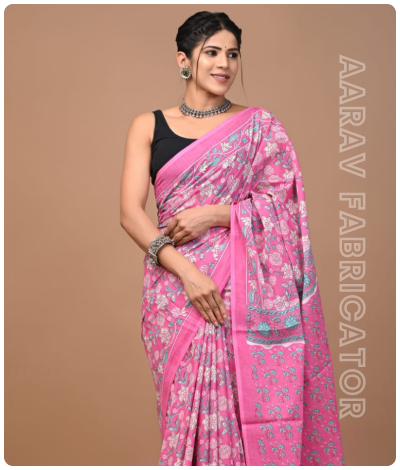 Sanganeri Hand Block Printed Saree