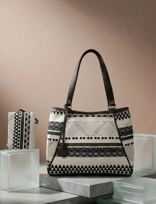 Brownie Tote Bag - Black White Geometric