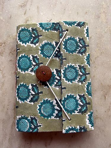 Green Teal Floral Handmade Diary with Button Closure