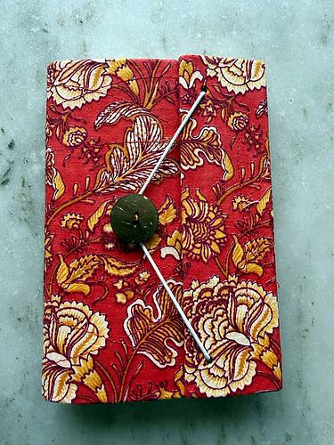 Red Floral Handmade Diary with Button Closure