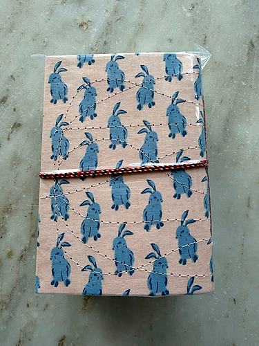 Blue Rabbit Print Handmade Sketch Book