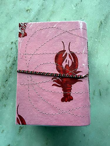 Pink Lobster Print Handmade Sketch Book