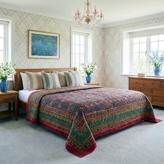 Red Maroon Floral Jaipuri Razai (Cotton Quilt)