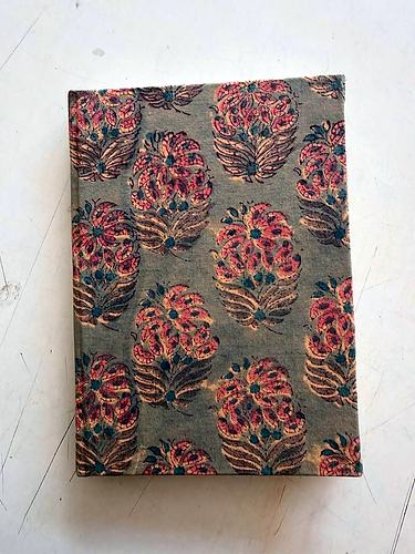 Grey Green Butta Block Printed Notebook