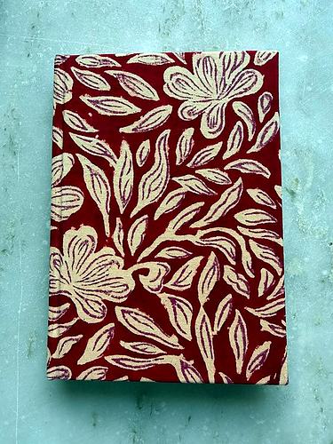 Maroon Leaf Block Printed Notebook