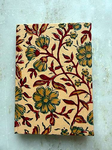 Peach Floral Vine Block Printed Notebook