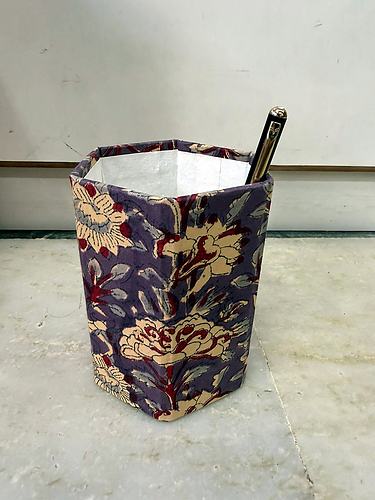 Purple Rose Block Printed Pen Stand