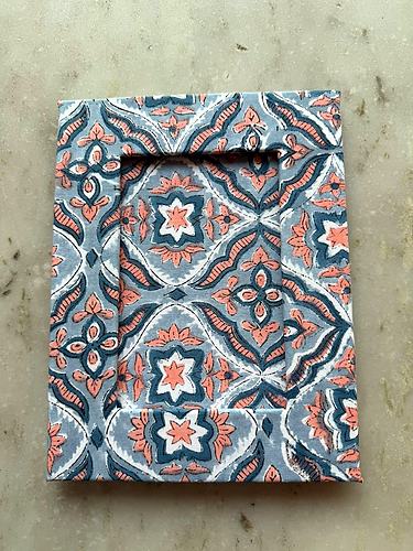 Blue Geometric Block Printed Photo Frame