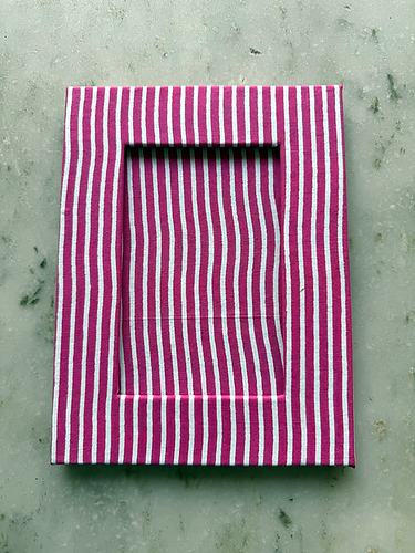 Magenta Stripe Block Printed Photo Frame