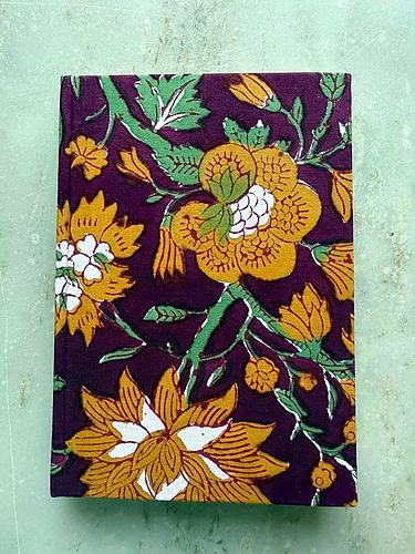 Plum Yellow Floral Block Printed Planner Notebook