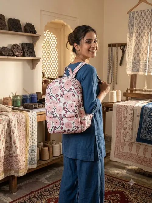 Quilted Backpack - Pink Floral