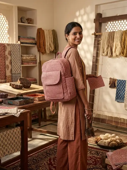 Quilted Backpack - Pink Quilted