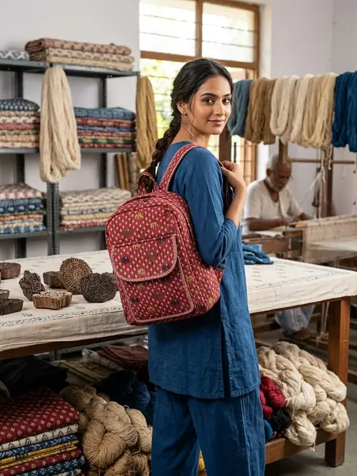 Quilted Backpack - Red Buti