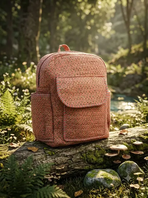 Quilted Backpack - Terracotta Textured