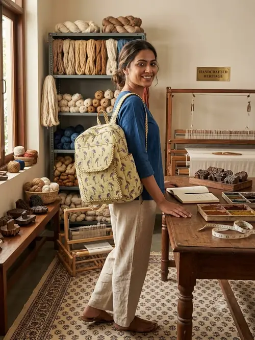 Quilted Backpack - Yellow Buti
