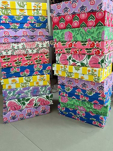 Assorted Colourful Block Print Slip Boxes