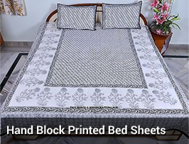 Jaipuri hand block printed cotton double bedsheet