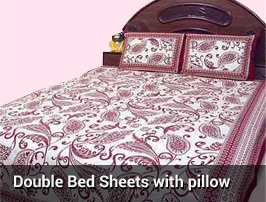 Hand block printed cotton bedsheet with pillow covers from Jaipur